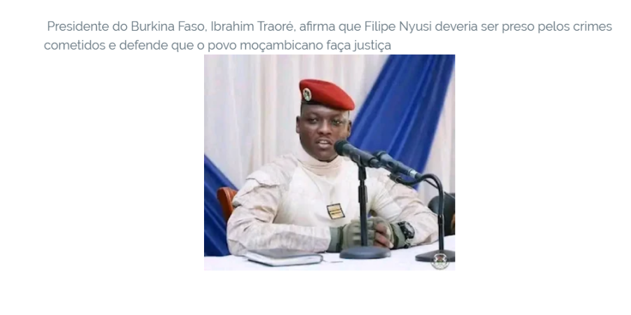 Presidente do Burkina Faso não disse que Filipe Nyusi deveria ser preso