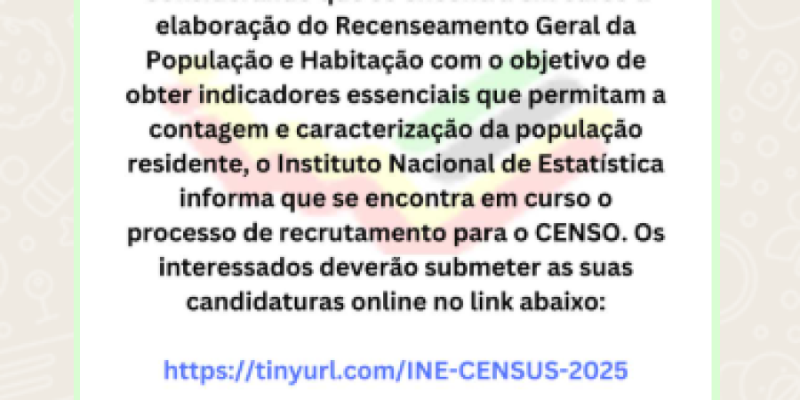 INE não está a recrutar e nem há Censo em 2025
